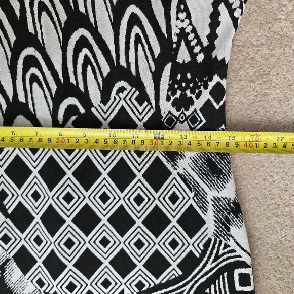 Cache Dress Black White Stretch Linned Abstract Sleveless Keyhole Sz L - Picture 5 of 9